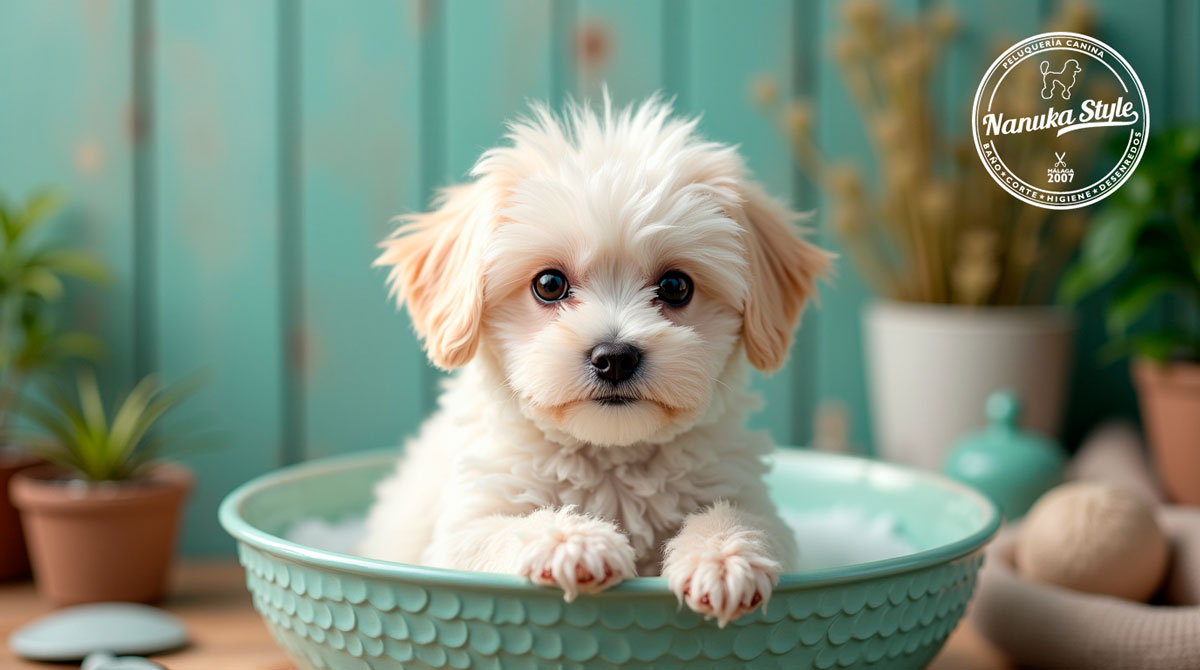 Bichón Maltes baño en su peluquería canina en Benalmádena
