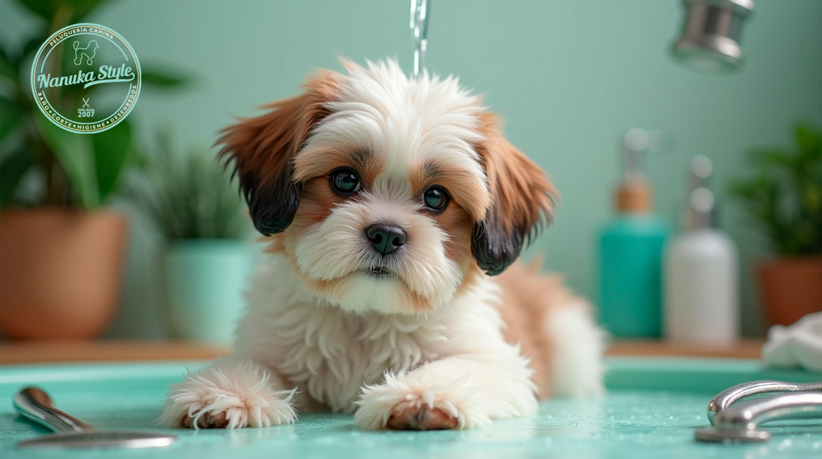 Baño y corte de pelo Shih Tzu peluqería canina Nanuka Style Benalmádena